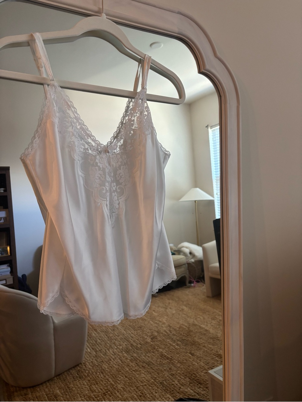 Maidenform Vintage White Satin Lace-Trim Camisole